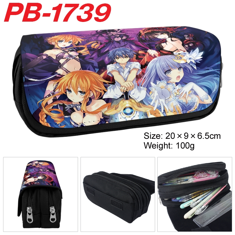 Date-A-Live Anime double-layer pu leather printing pencil case 20×9×6.5cm  PB-1739