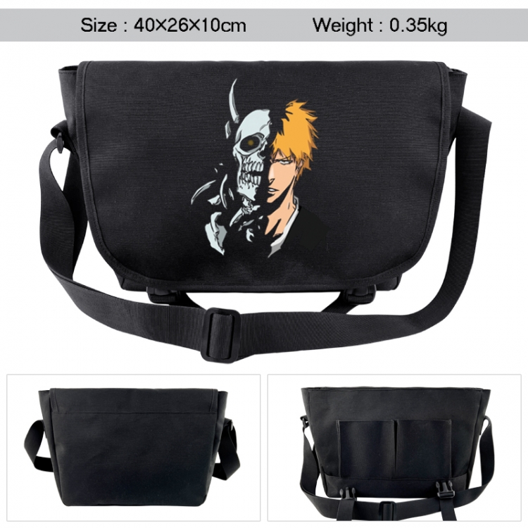 Bleach Anime black double button waterproof single shoulder crossbody bag 40x26x10cm