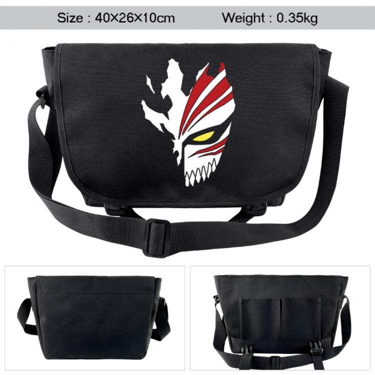 Bleach Anime black double button waterproof single shoulder crossbody bag 40x26x10cm