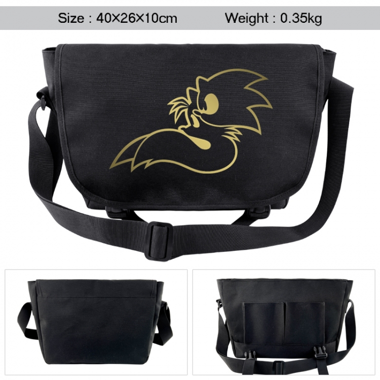 Sonic the Hedgehog Anime black double button waterproof single shoulder crossbody bag 40x26x10cm