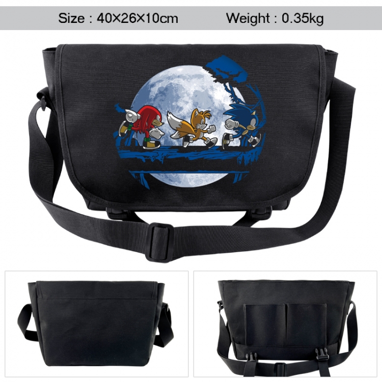 Sonic the Hedgehog Anime black double button waterproof single shoulder crossbody bag 40x26x10cm