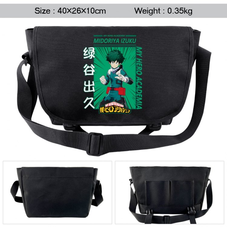 My Hero Academia Anime black double button waterproof single shoulder crossbody bag 40x26x10cm