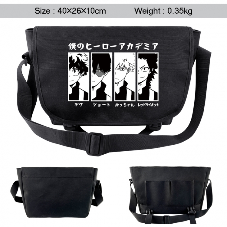 My Hero Academia Anime black double button waterproof single shoulder crossbody bag 40x26x10cm