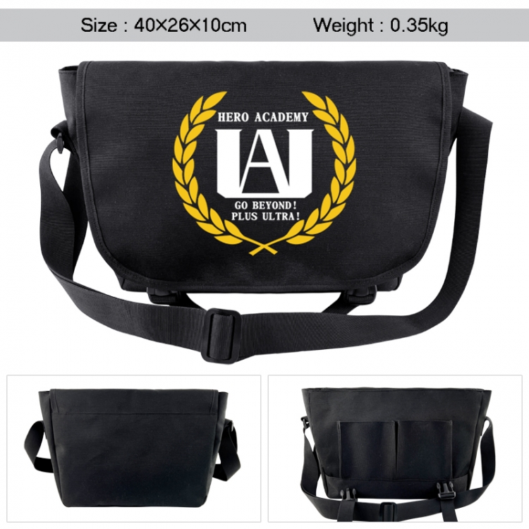 My Hero Academia Anime black double button waterproof single shoulder crossbody bag 40x26x10cm