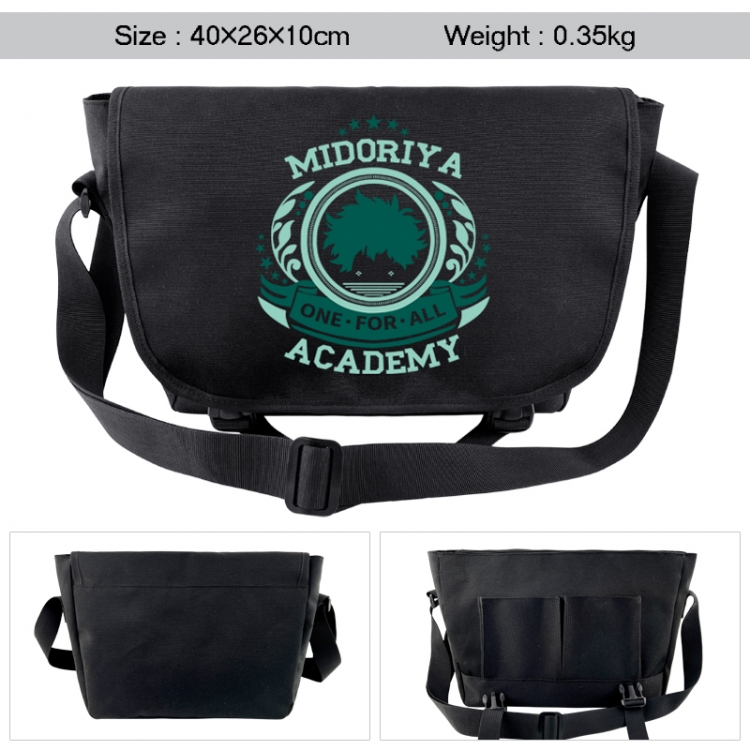 My Hero Academia Anime black double button waterproof single shoulder crossbody bag 40x26x10cm