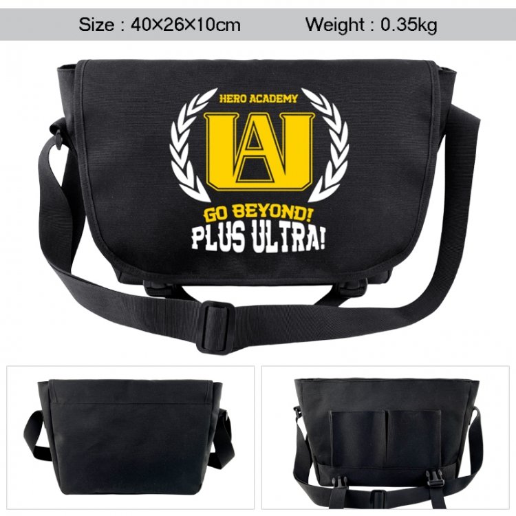 My Hero Academia Anime black double button waterproof single shoulder crossbody bag 40x26x10cm
