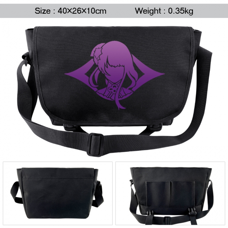 Genshin Impact Anime black double button waterproof single shoulder crossbody bag 40x26x10cm