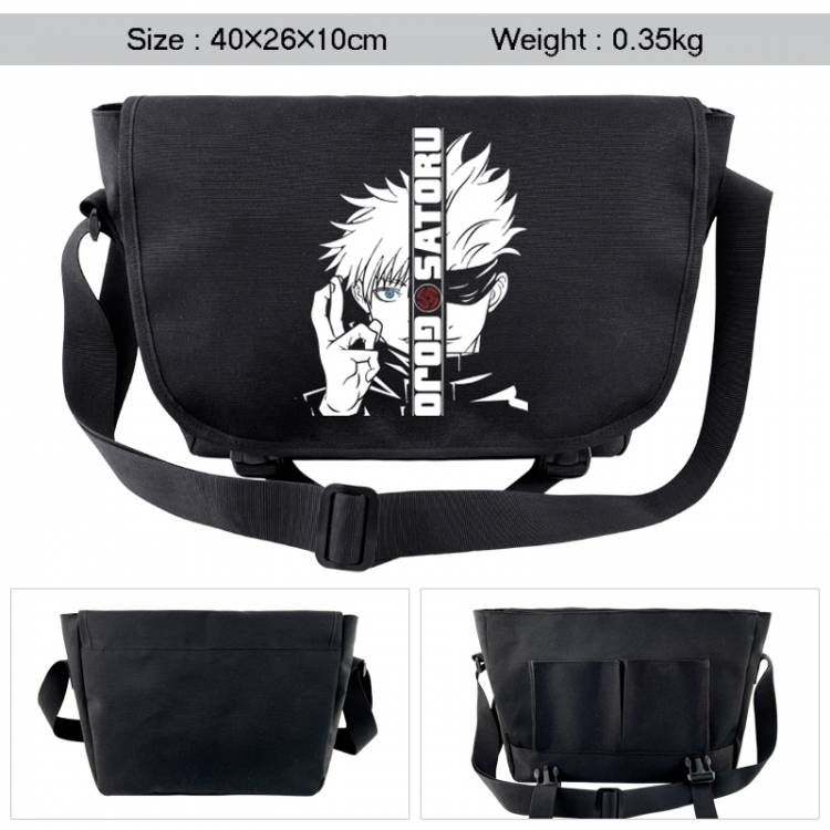 Jujutsu Kaisen Anime black double button waterproof single shoulder crossbody bag 40x26x10cm