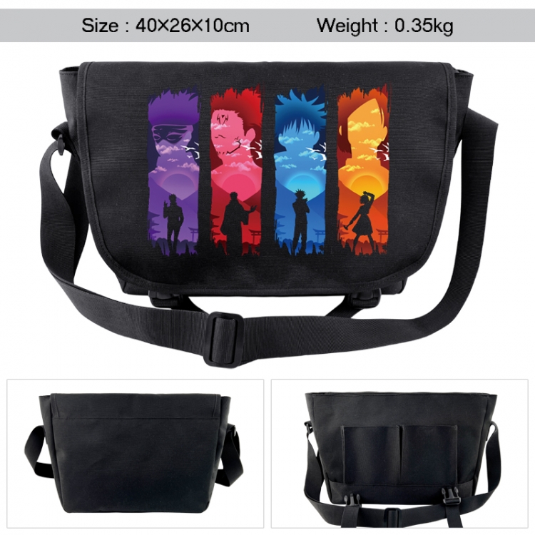 Jujutsu Kaisen Anime black double button waterproof single shoulder crossbody bag 40x26x10cm