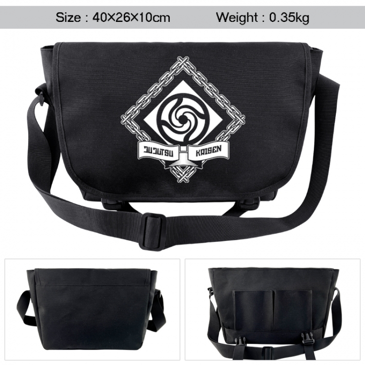 Jujutsu Kaisen Anime black double button waterproof single shoulder crossbody bag 40x26x10cm