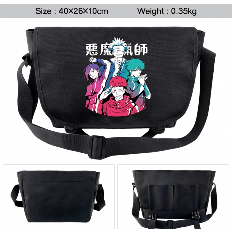 Jujutsu Kaisen Anime black double button waterproof single shoulder crossbody bag 40x26x10cm