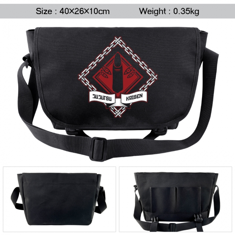 Jujutsu Kaisen Anime black double button waterproof single shoulder crossbody bag 40x26x10cm