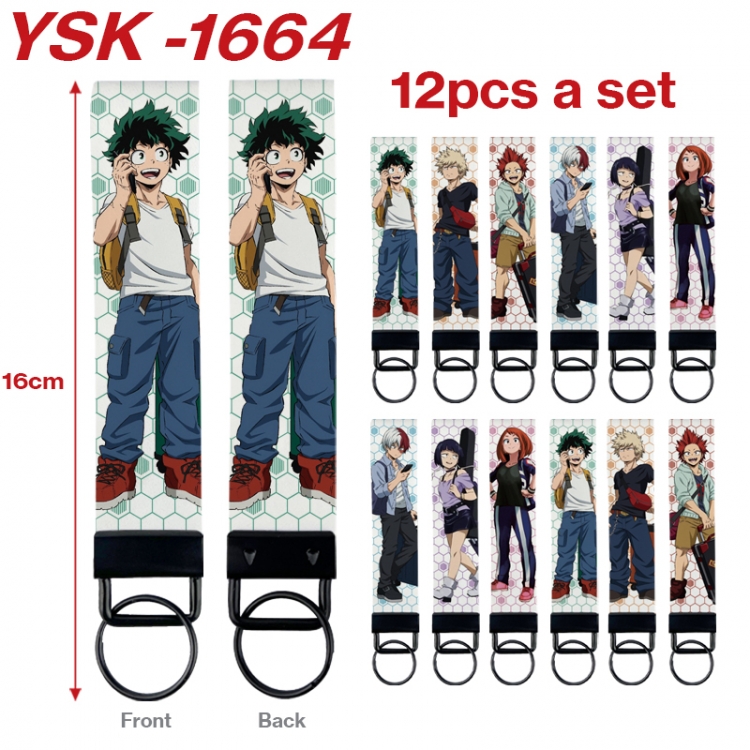 My Hero Academia Anime mobile phone rope keychain 16CM a set of 12 YSK-1664