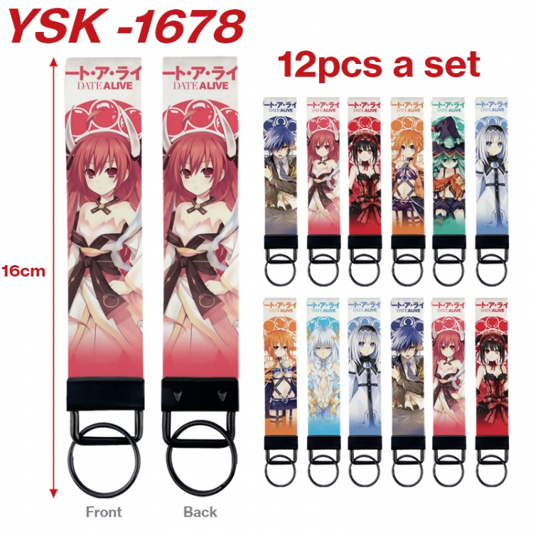 Date-A-Live Anime mobile phone rope keychain 16CM a set of 12 YSK-1678