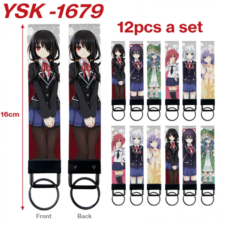 Date-A-Live Anime mobile phone rope keychain 16CM a set of 12 YSK-1679