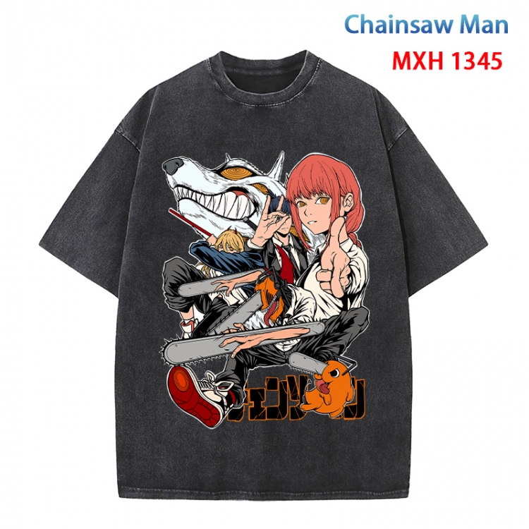 Chainsaw man Anime peripheral pure cotton washed and worn T-shirt from S to 4XL MXH 1345