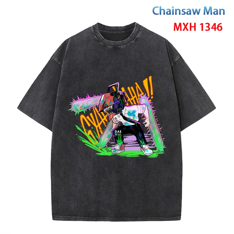 Chainsaw man Anime peripheral pure cotton washed and worn T-shirt from S to 4XL  MXH 1346