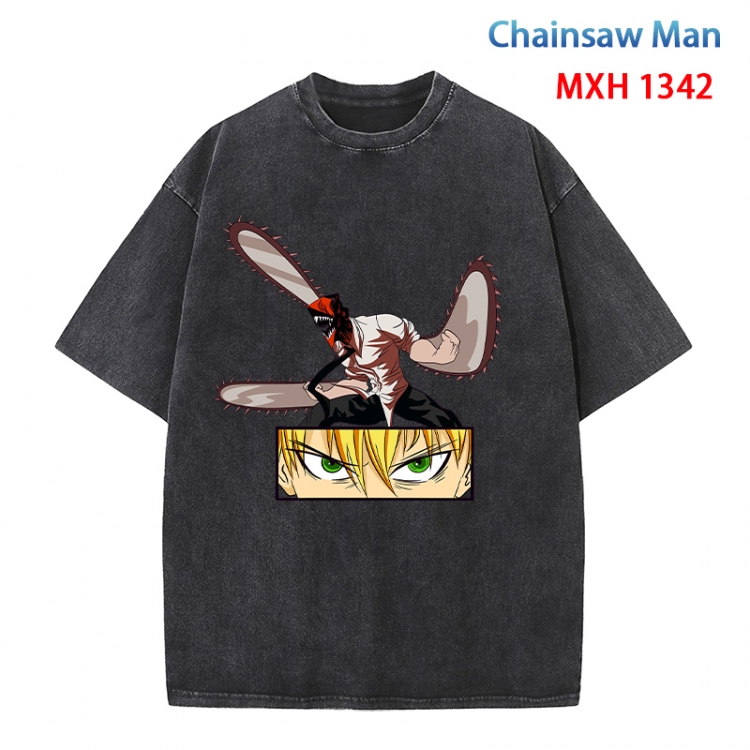 Chainsaw man Anime peripheral pure cotton washed and worn T-shirt from S to 4XL  MXH 1342