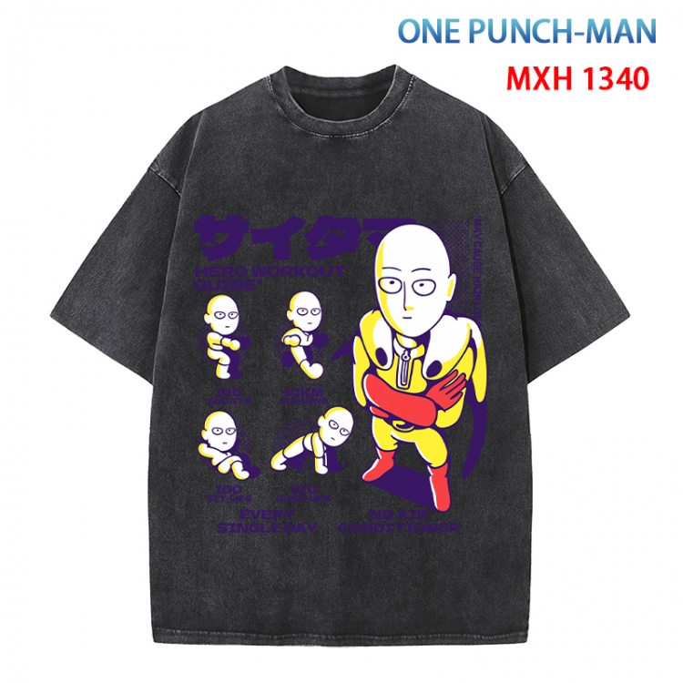 One Punch Man Anime peripheral pure cotton washed and worn T-shirt from S to 4XL  MXH 1340