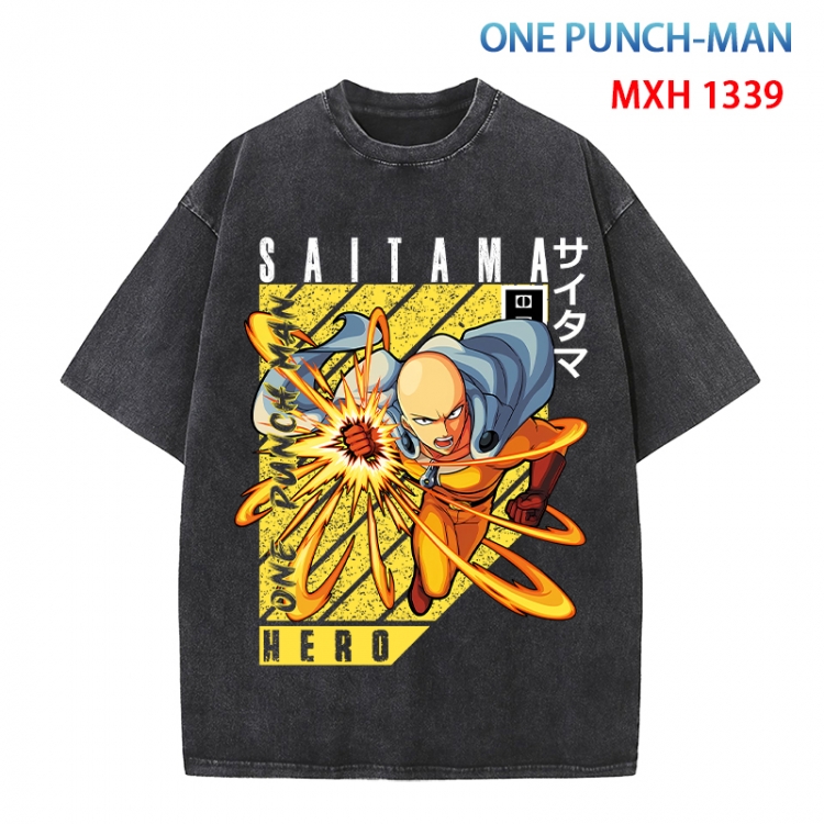 One Punch Man Anime peripheral pure cotton washed and worn T-shirt from S to 4XL MXH 1339