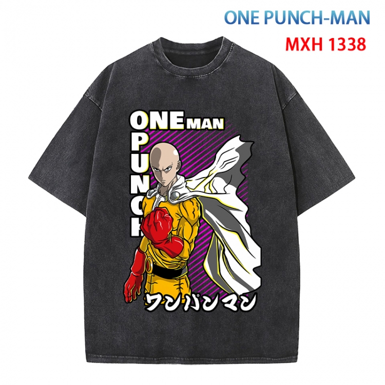 One Punch Man Anime peripheral pure cotton washed and worn T-shirt from S to 4XL  MXH 1338