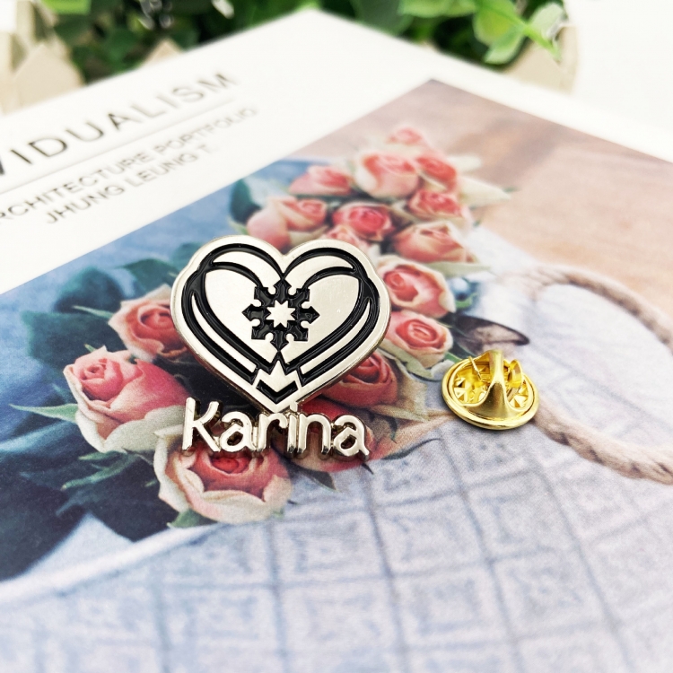 Karina Korean celebrity metal brooch creative badge listing 2.5CM price for 5 pcs  XZ020-3