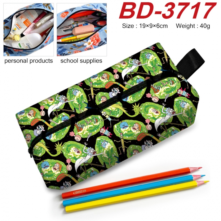 Rick and Morty Anime New Zipper Pen Bag Storage Bag Makeup Bag 19x9x6cm BD-3717