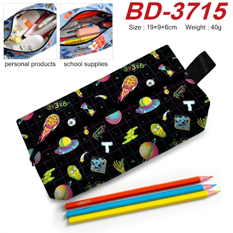 Rick and Morty Anime New Zipper Pen Bag Storage Bag Makeup Bag 19x9x6cm BD-3715