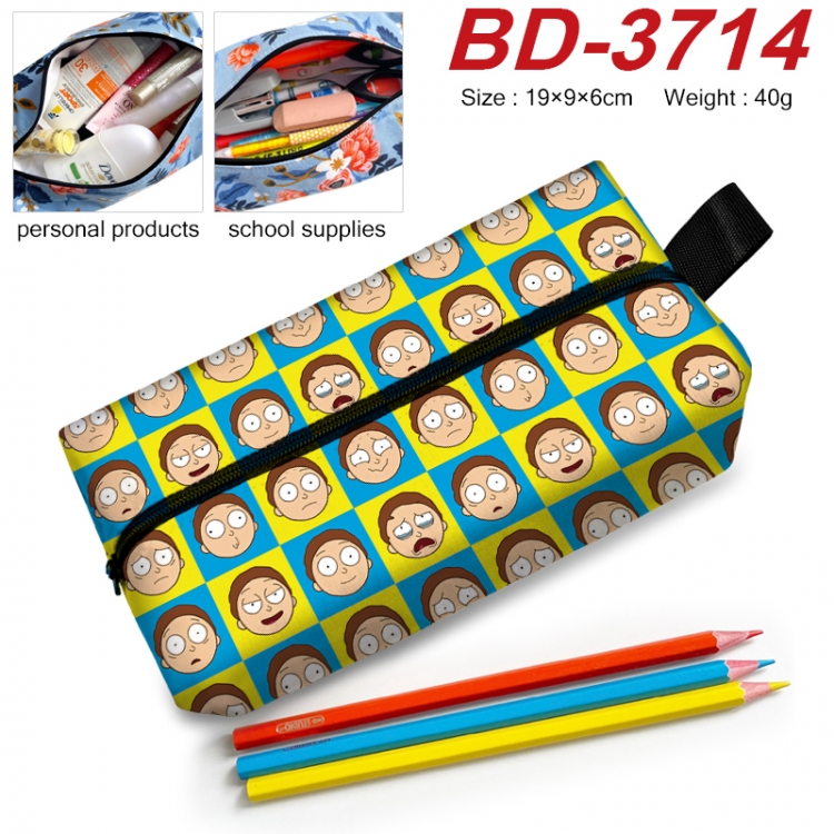 Rick and Morty Anime New Zipper Pen Bag Storage Bag Makeup Bag 19x9x6cm BD-3714