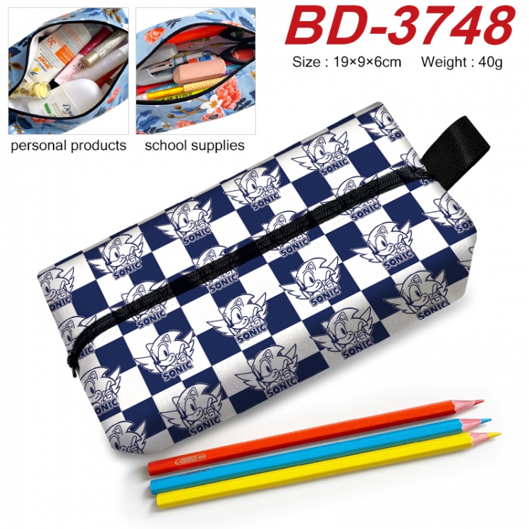 Sonic the Hedgehog Anime New Zipper Pen Bag Storage Bag Makeup Bag 19x9x6cm  BD-3748