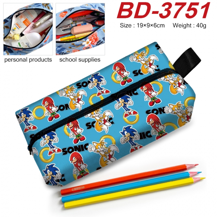 Sonic the Hedgehog Anime New Zipper Pen Bag Storage Bag Makeup Bag 19x9x6cm BD-3751
