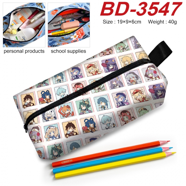 Genshin Impact Anime New Zipper Pen Bag Storage Bag Makeup Bag 19x9x6cm BD-3547
