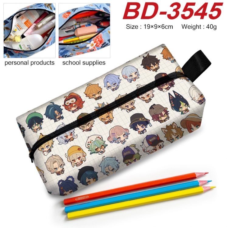 Genshin Impact Anime New Zipper Pen Bag Storage Bag Makeup Bag 19x9x6cm BD-3545