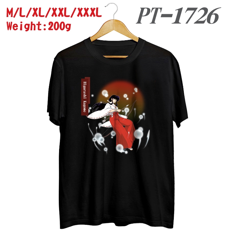 Inuyasha Anime Cotton Color Book Print Short Sleeve T-Shirt from M to 3XL PT1726