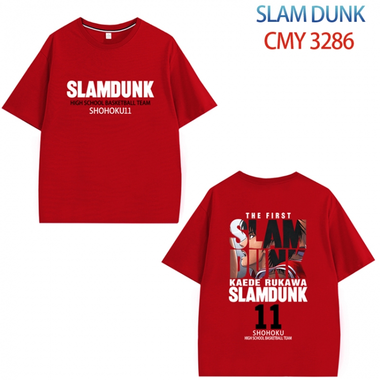 Slam Dunk Anime peripheral double-sided printed pure cotton T-shirt from S to 4XL  CMY-3286-3