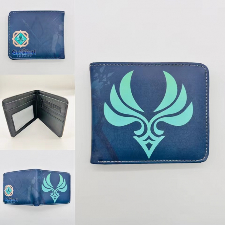 Genshin Impact Full color  Two fold short card case wallet 11X9.5CM  5432