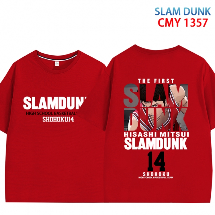 Slam Dunk Anime peripheral double-sided printed pure cotton T-shirt from S to 4XL CMY 1357 3