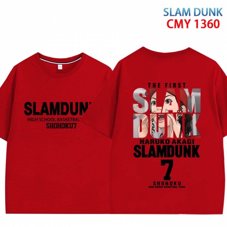 Slam Dunk Anime peripheral double-sided printed pure cotton T-shirt from S to 4XL CMY 1360 3