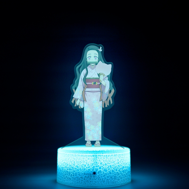 Demon Slayer Kimets Acrylic Night Light 16 Color-changing USB Interface Box Set 19X7X4CM white base