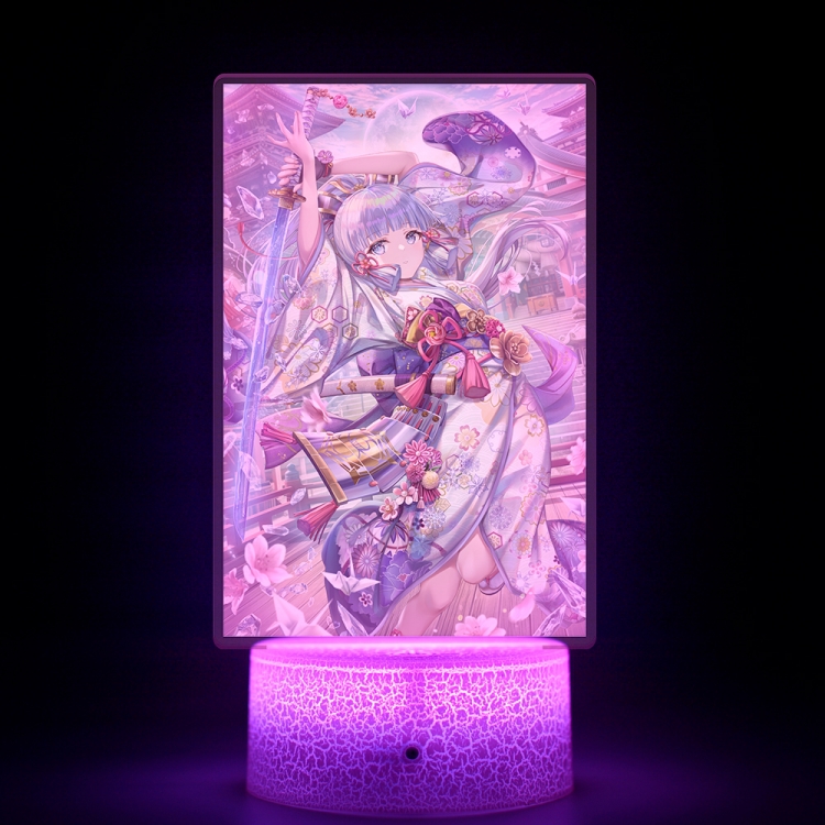 Genshin Impact Acrylic Night Light 16 Color-changing USB Interface Box Set 19X7X4CM white base