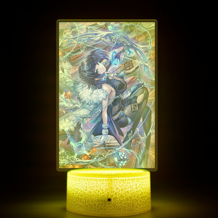 Genshin Impact Acrylic Night Light 16 Color-changing USB Interface Box Set 19X7X4CM white base