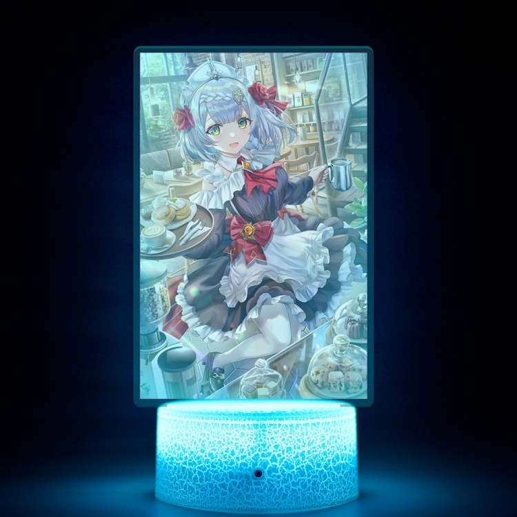 Genshin Impact Acrylic Night Light 16 Color-changing USB Interface Box Set 19X7X4CM white base