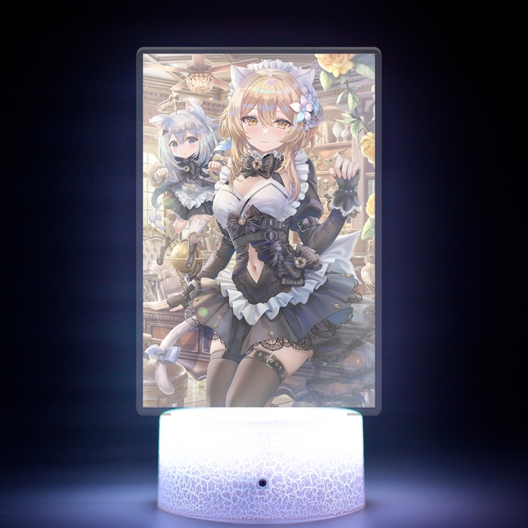 Genshin Impact Acrylic Night Light 16 Color-changing USB Interface Box Set 19X7X4CM white base