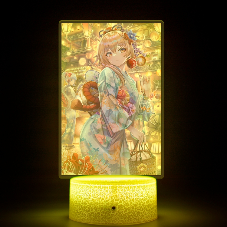 Genshin Impact Acrylic Night Light 16 Color-changing USB Interface Box Set 19X7X4CM white base