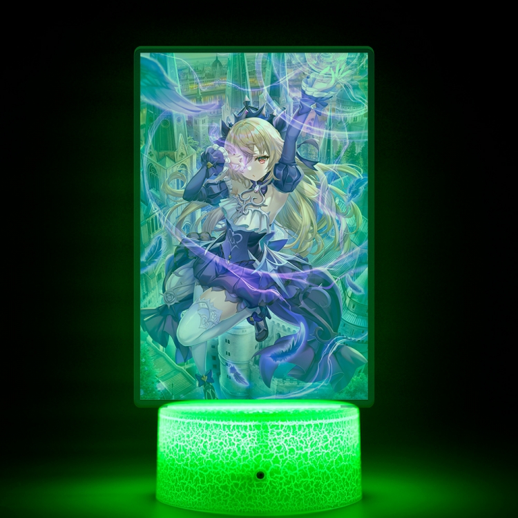 Genshin Impact Acrylic Night Light 16 Color-changing USB Interface Box Set 19X7X4CM white base