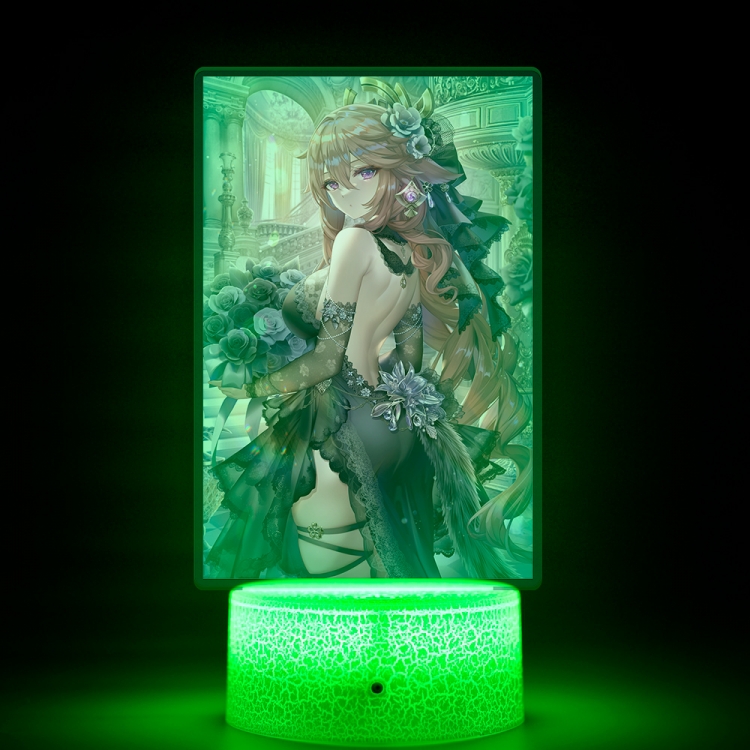 Genshin Impact Acrylic Night Light 16 Color-changing USB Interface Box Set 19X7X4CM white base