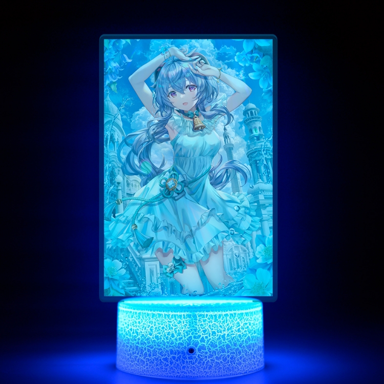 Genshin Impact Acrylic Night Light 16 Color-changing USB Interface Box Set 19X7X4CM white base