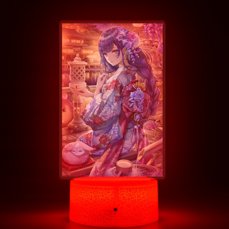 Genshin Impact Acrylic Night Light 16 Color-changing USB Interface Box Set 19X7X4CM white base