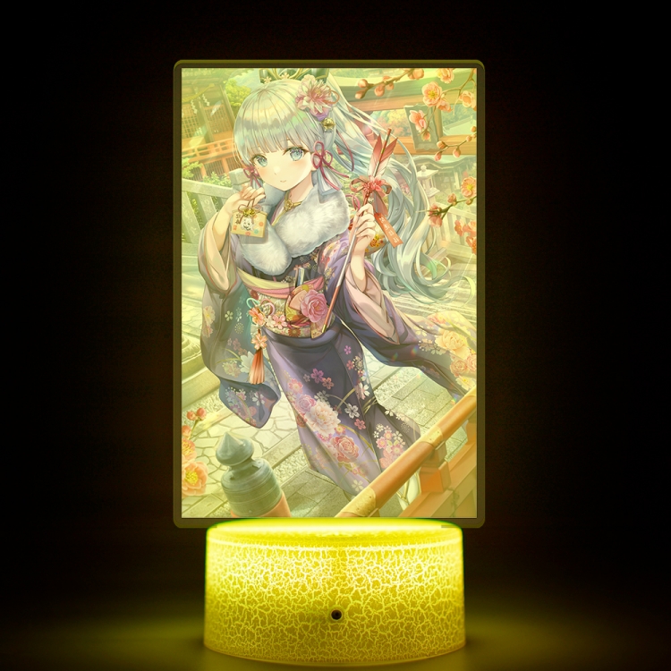 Genshin Impact Acrylic Night Light 16 Color-changing USB Interface Box Set 19X7X4CM white base