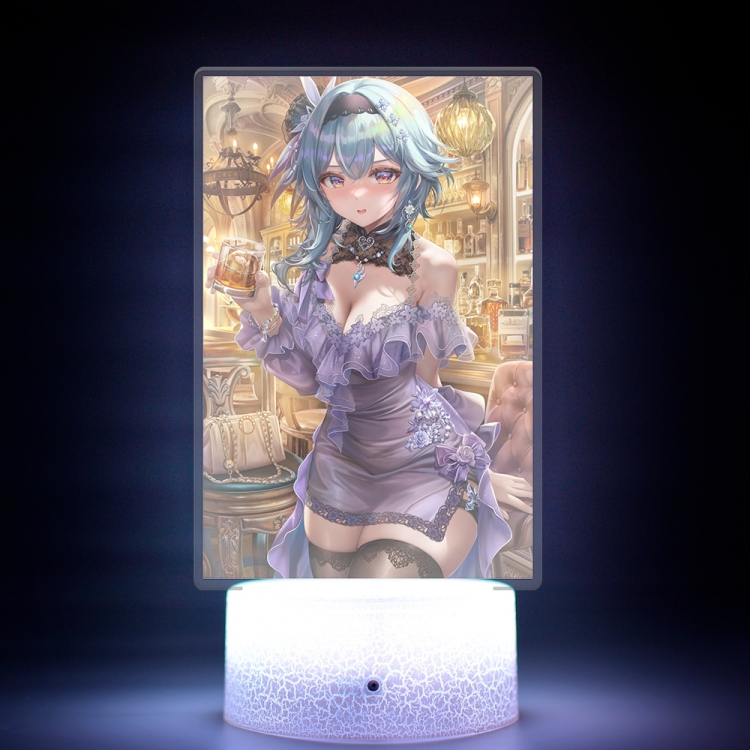 Genshin Impact Acrylic Night Light 16 Color-changing USB Interface Box Set 19X7X4CM white base